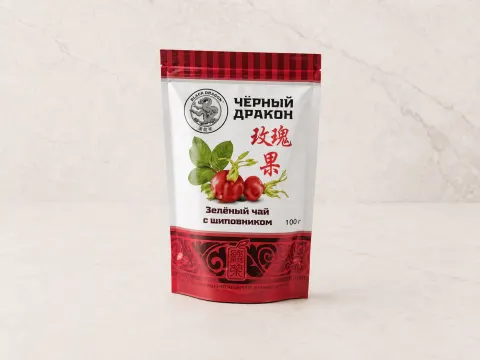 Зелёный чай «Чёрный Дракон» с шиповником 100г