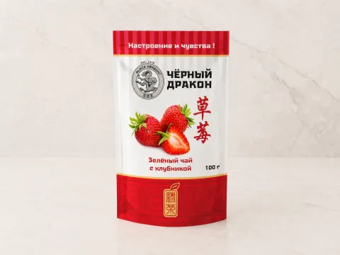 Зелёный чай «Чёрный Дракон» с клубникой 100г