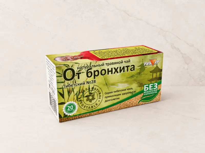 Травяной чай «Тиавит Тибетский №28 — При бронхите», 20 фильтр-пакетов × 1,8г