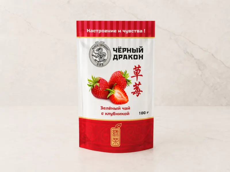 Зелёный чай «Чёрный Дракон» с клубникой 100г