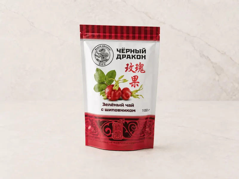 Зелёный чай «Чёрный Дракон» с шиповником 100г